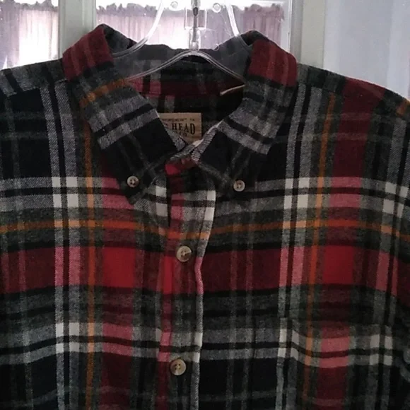 RedHead -Men's Plaid Button-Up Shirt - Red and Black XLT - Picture 2 of 6